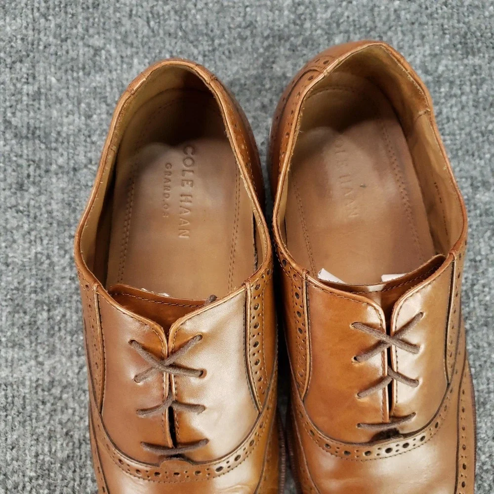 Cole Haan Grand.OS Shoes Mens Size 10.5 Brown‎ Leather Wingtip Dress Oxford